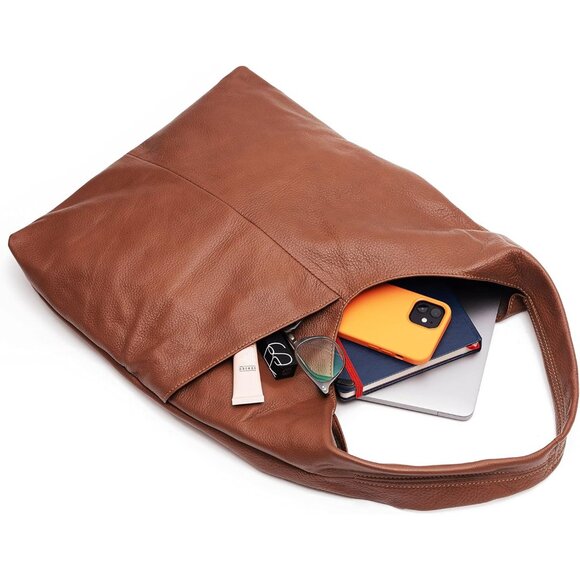 Handcrafted Full Grain Leather Hobo Tote Bag - Versatile Women’s Shoulder Bag - Picture 2 of 7